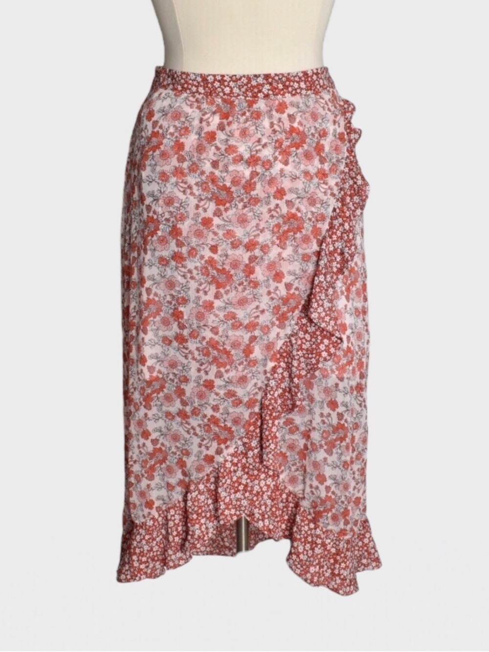 CeCe Floral Wrap Ruffle Hem Maxi Skirt